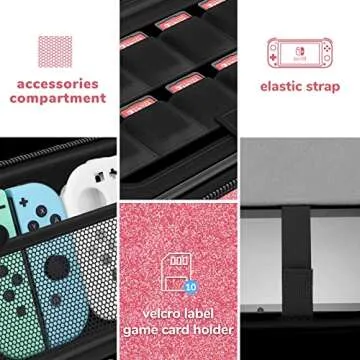 homicozy Glitter Carrying Case for Nintendo Switch & Switch OLED Console,Pink Hard Travel Case Shell Pouch for Nintendo Switch Console & Accessories,Protective Case Compatible with Nintendo for Girls
