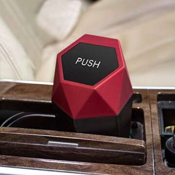 OUDEW Car Trash Can with Lid, New Car Dustbin Diamond Design, Leakproof Vehicle Trash Bin, Mini Garbage Bin for Automotive Car, Home, Office, Kitchen, Bedroom, 2PCS (Red)