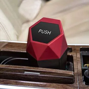 OUDEW Car Trash Can with Lid, New Car Dustbin Diamond Design, Leakproof Vehicle Trash Bin, Mini Garbage Bin for Automotive Car, Home, Office, Kitchen, Bedroom, 2PCS (Red)