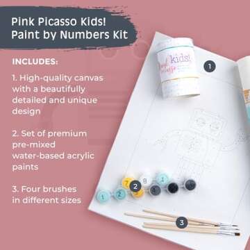 Pink Picasso Kits Paint by Number for Kids Ages 5-12 | DIY 8x10 Beginners Kids Paint Set Color by Nu...