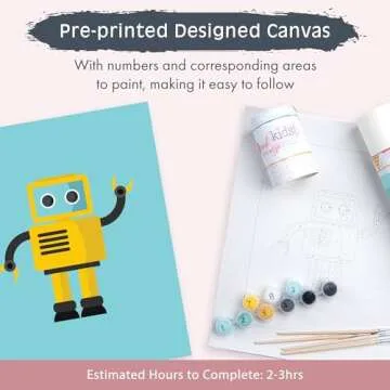 Pink Picasso Kits Paint by Number for Kids Ages 5-12 | DIY 8x10 Beginners Kids Paint Set Color by Numbers Canvas Painting Kits | As Seen On Shark Tank & Oprah's Favorite Thing| (Robot)