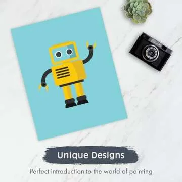 Pink Picasso Kits Paint by Number for Kids Ages 5-12 | DIY 8x10 Beginners Kids Paint Set Color by Numbers Canvas Painting Kits | As Seen On Shark Tank & Oprah's Favorite Thing| (Robot)