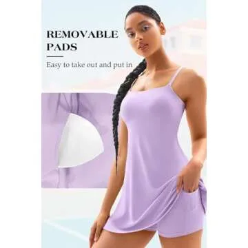 Stylish Vertvie Women's Tennis Dress with Built-in Shorts & Bra - Purple, Size Small