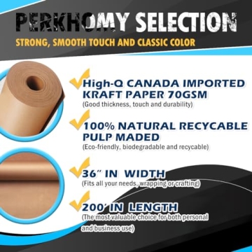 PerkHomy 36" x 2400" Brown Kraft Paper Roll for Crafts