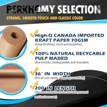 PerkHomy 36" x 2400" Brown Kraft Paper Roll for Crafts