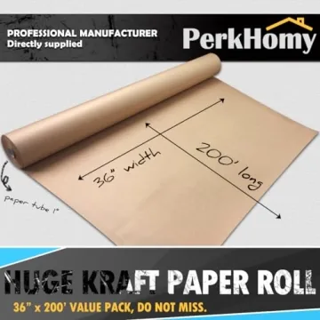 PerkHomy 36" x 2400" Brown Kraft Paper Roll for Crafts