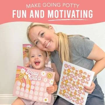 Hadley Designs Retro Potty Training Chart for Toddler Girls - Potty Training Sticker Chart for Girls, Sticker Chart for Kids Potty Training Reward Chart, Kids Reward Chart