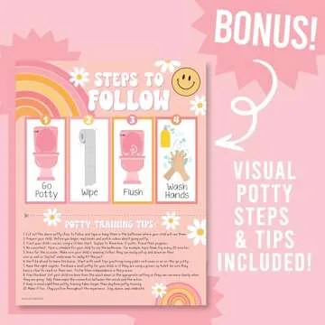 Hadley Designs Retro Potty Training Chart for Toddler Girls - Potty Training Sticker Chart for Girls, Sticker Chart for Kids Potty Training Reward Chart, Kids Reward Chart