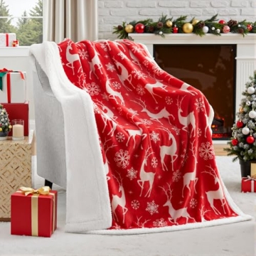 Joiedomi Christmas Throw Blanket - Soft Sherpa Fleece Christmas Blanket - Reversible Warm Plush Holi...