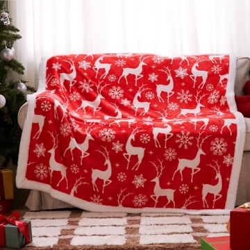 Joiedomi Christmas Throw Blanket Soft Sherpa Reversible