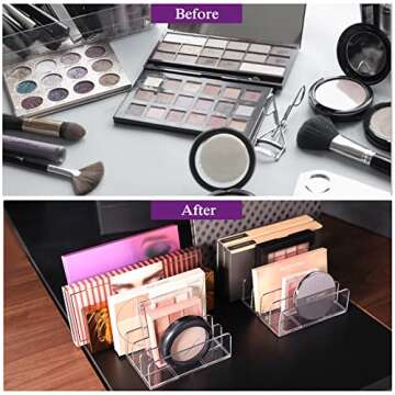 Lolalet [2 Pack] Clear Acrylic Makeup Palettes Organizer, Divided Sections Stand Rack For Eyeshadows Contours Bronzers Blush Face Powder, Cosmetics Display Storage Holder – 14 Slots
