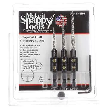 Make it Snappy Tools 44300 New 3-Piece Hex Shank Countersinks Set For #6/#8/#10 Wood Screws