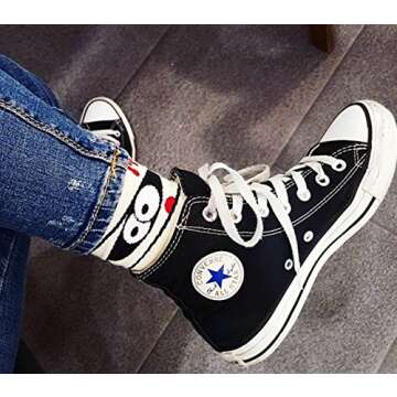 Funny Monster Character Socks Crew 4pairs Halloween