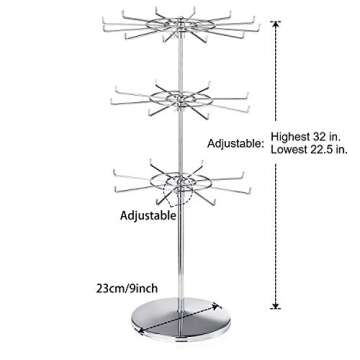 Polmart Heavy Duty Adjustable 3-Tier Countertop Spinner Display Stand, with Adjustable Height & Tier...
