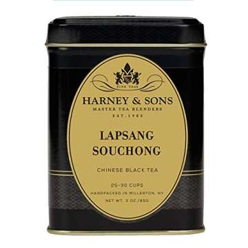Harney & Sons Loose Leaf Black Tea, Lapsang Souchong, Unique Smoky Flavor, Gluten-Free 3 Ounce