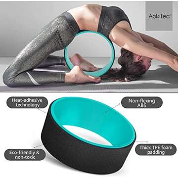 Aokitec Yoga Wheel - 13” Back Roller Wheel for Back Pain Relief, Strongest & Comfortable Yoga Wheel for Yoga Poses & Spine Stretching Back Stretcher Wheel for Stretching and Backbends