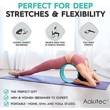 Aokitec Yoga Wheel - 13” Back Roller Wheel for Back Pain Relief, Strongest & Comfortable Yoga Wheel for Yoga Poses & Spine Stretching Back Stretcher Wheel for Stretching and Backbends