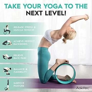 Aokitec Yoga Wheel - 13” Back Roller Wheel for Back Pain Relief, Strongest & Comfortable Yoga Wheel for Yoga Poses & Spine Stretching Back Stretcher Wheel for Stretching and Backbends