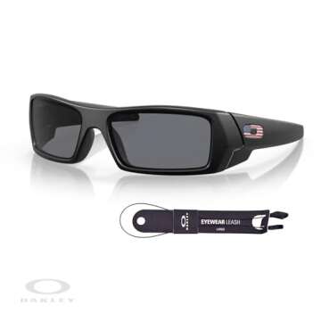 Oakley Gascan OO9014 Sunglasses Matte Black/USA Icon + BUNDLE Leash + BUNDLE with Designer iWear Car...
