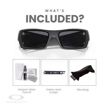 Oakley Gascan OO9014 Sunglasses Matte Black/USA Icon + BUNDLE Leash + BUNDLE with Designer iWear Care Kit