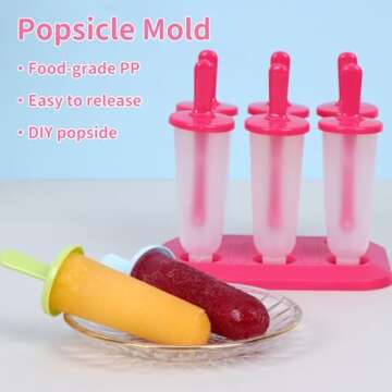BAKHUK Popsicle Molds 3 Sets Ice Pop Molds Ice Pop Maker with Funnel and Brush, 3 Colors, Reusable Easy Release Ice Pop Maker, Popsicle Mould Frozen Ice Popsicle Maker