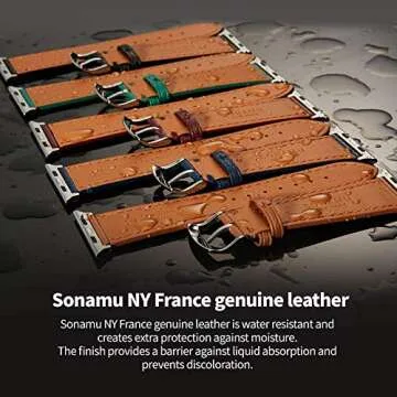 SONAMU Epsom Leather Watch Band for Apple Watch 38mm to 49mm