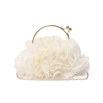Lanpet Women Floral Clutch Purses Satin Flower Evening Bag Party Prom Handbags