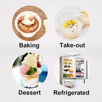 OTOR 8oz Hot/Cold Disposable Plastic Cups with Dome Lids - 50 Sets - Ice Cream Cups, Snack bowl, Take Away Food Container for Dessert Fast food Soup