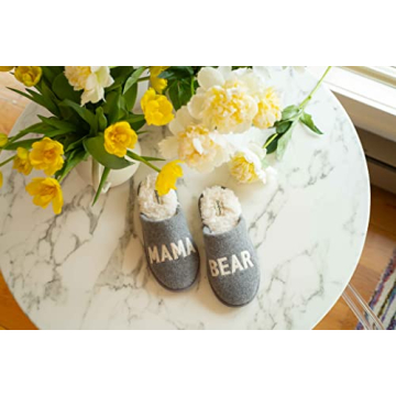 Dearfoams Women's Mama Bear Slippers Cozy Light Heather Grey