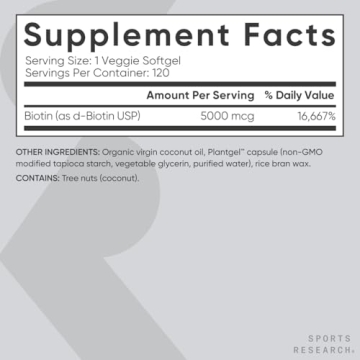 Sports Research Vegan Biotin 5000mcg - Extra Strength for Beauty Essentials