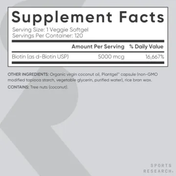 Sports Research Vegan Biotin 5000mcg - Extra Strength for Beauty Essentials