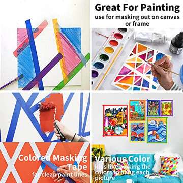 CHIYUNS Colored Masking Tape 8 Rolls, 1 inch Wide x 14 Yards Long, Craft Color Painters Colorful Art Rainbow Labeling Tapes Marking Tape for Kids Crafts Moving Classroom, 8 Colors