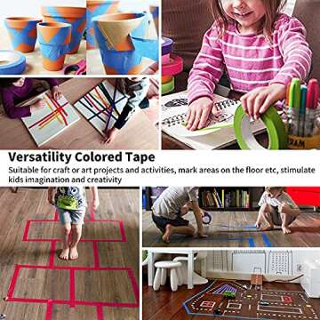 CHIYUNS Colored Masking Tape 8 Rolls, 1 inch Wide x 14 Yards Long, Craft Color Painters Colorful Art Rainbow Labeling Tapes Marking Tape for Kids Crafts Moving Classroom, 8 Colors
