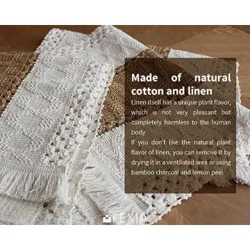 FEXIA Boho Placemats Set, Handmade Cotton Burlap Decor