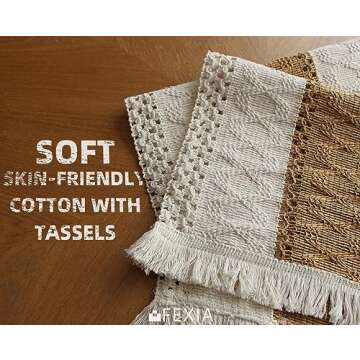 FEXIA Boho Placemats Set, Handmade Cotton Burlap Decor