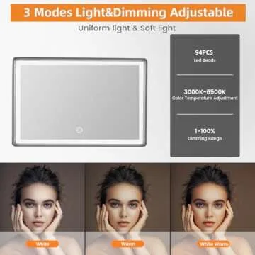3 Way Adjustable Self Cut Mirror with Lights