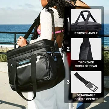EVERFUN Large Soft Cooler Bag - Leak-Proof & Insulated