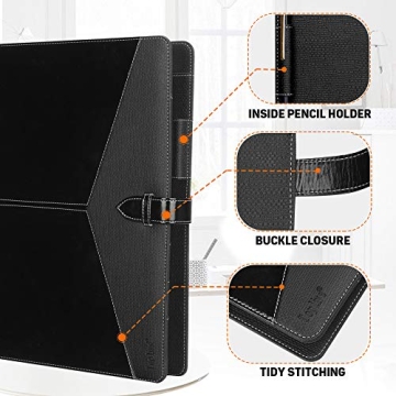 Toplive Professional Padfolio - Stylish 3 Ring Binder