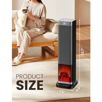 Space Heater, 1500W PTC Ceramic Electric Heater with Remote Control and Thermostat