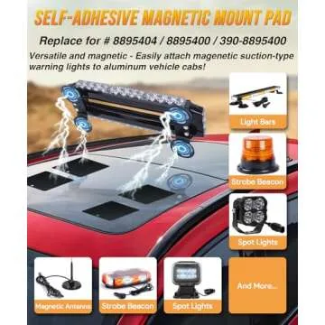 4 Pack 8895404 Self-Adhesive Magnetic Mount Pad for Aluminum Cabs, for Magnetic Light Mounts, Durabl...