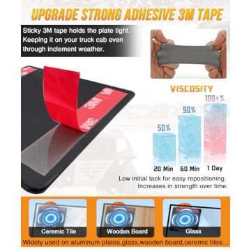 4 Pack 8895404 Self-Adhesive Magnetic Mount Pad for Aluminum Cabs, for Magnetic Light Mounts, Durable Black Powdercoat, Ideal for Light Bars, Strobe Beacons, Spot Lights, 8895400 Aluminum Magnet Mount