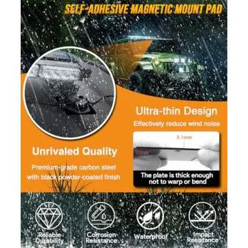 4 Pack 8895404 Self-Adhesive Magnetic Mount Pad for Aluminum Cabs, for Magnetic Light Mounts, Durable Black Powdercoat, Ideal for Light Bars, Strobe Beacons, Spot Lights, 8895400 Aluminum Magnet Mount