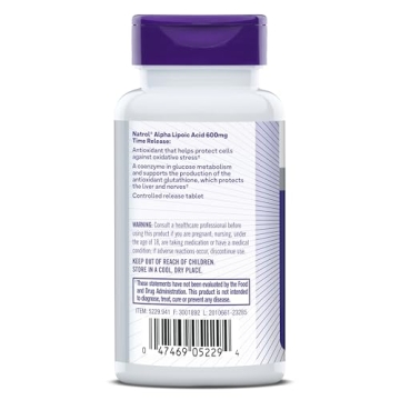 Natrol Alpha Lipoic Acid 600 mg, Dietary Supplement for General Wellness, 45 Tablets, 45 Day Supply