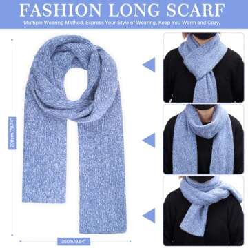 Winter Knit Beanie Touchscreen Gloves Scarf Set - Blue