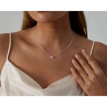 Kyerlyn Diamond Solitaire Pendant Necklaces - Adjustable CZ Necklace for Women