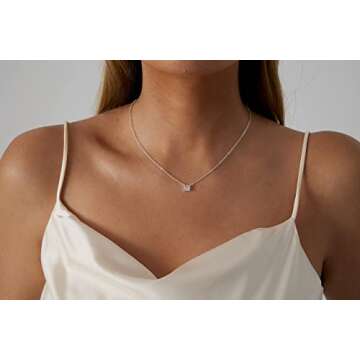 Kyerlyn CZ Pendant Necklace for Women - Dainty Silver-Plated Jewelry