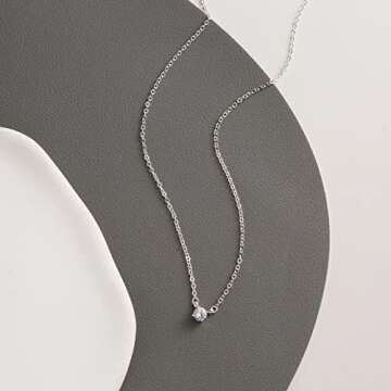 Kyerlyn CZ Pendant Necklace for Women - Dainty Silver-Plated Jewelry