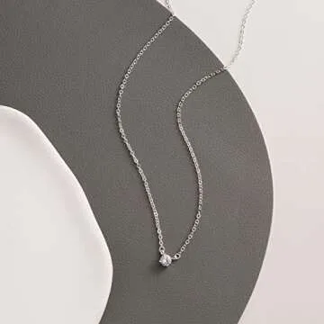 Kyerlyn CZ Pendant Necklace for Women - Dainty Silver-Plated Jewelry