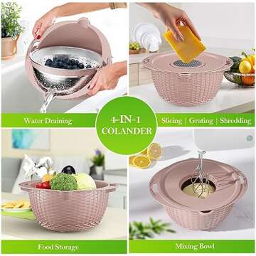 Versatile 4-in-1 Strainer Bowl Set - Kitchen Essentials for Easy Cooking