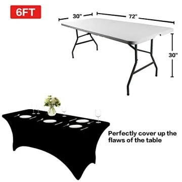 Black Spandex Table Covers for Events - 2 Pack 6FT